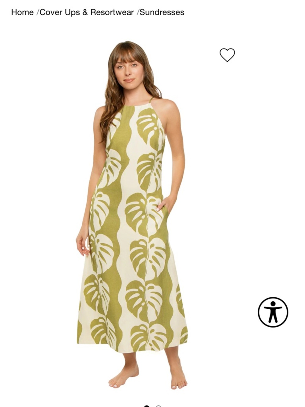 MonRenn Midsummer Palm Apron Dress - Green & White - Picture 8 of 10